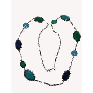 NEW Gemma Necklace Premier Designs Silver Blue Green Boho 40" Long Layering